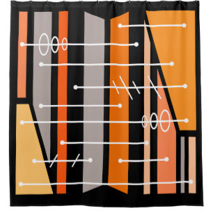 Rideaux De Douche Art géométrique atomique Abstrait noir orange