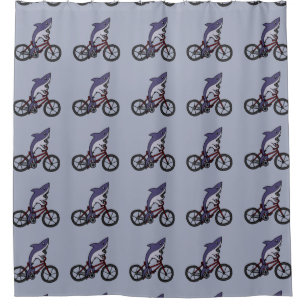 Rideaux De Douche Art hilare de bicyclette d'équitation de requin
