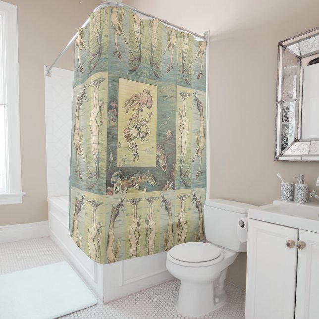 Rideaux De Douche Art Nouveau Atlantis Mermaids #60 (En situation)