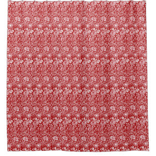 Rideaux De Douche Art Nouveau Œillet Damassé, Rouge et Blanc