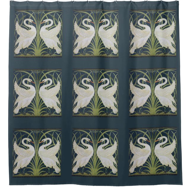 Rideaux De Douche Art Nouveau Swan Deux Swans (Devant)
