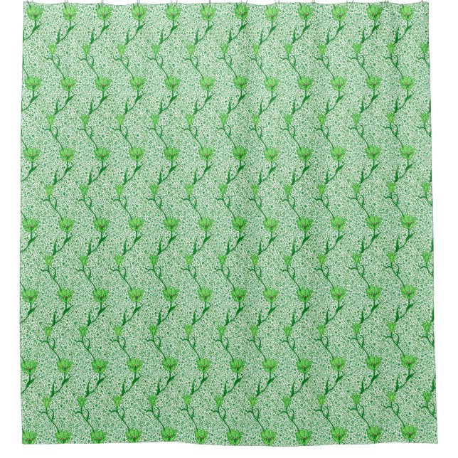 Rideaux De Douche Art Nouveau Tulip Damask, Emerald Green (Devant)