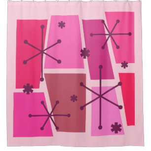 Rideaux De Douche Art pop de l'âge atomique rose chaud