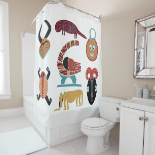Rideaux De Douche Art tribal africain moderne abstrait de visage
