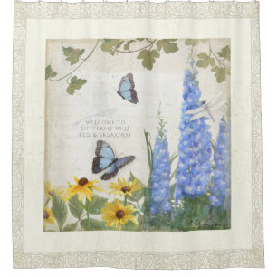 Rideaux De Douche Art vintage de libellule de papillon de Chambre