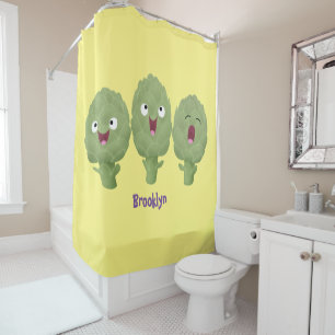 Rideaux De Douche Artichauts chantants mignons dessin animé végétal