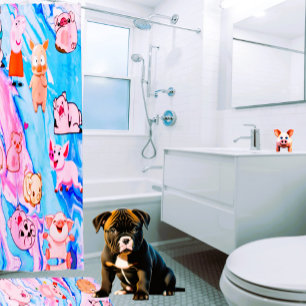 Rideaux De Douche Artsy Abstrait Porc de porc ferme animal