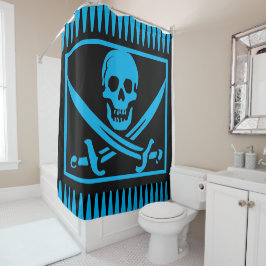 Rideaux De Douche Artsy Blue Pirate Skull