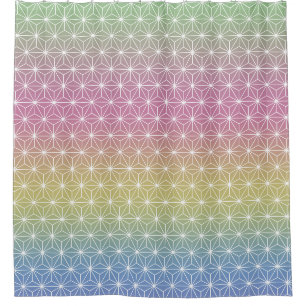 Rideaux De Douche Asanoha japonais traditionnel Pascal pastel Arc-en