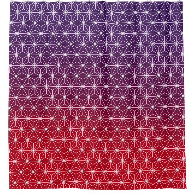 Rideaux De Douche Asanoha japonais traditionnel Rouge et pourpre (Devant)