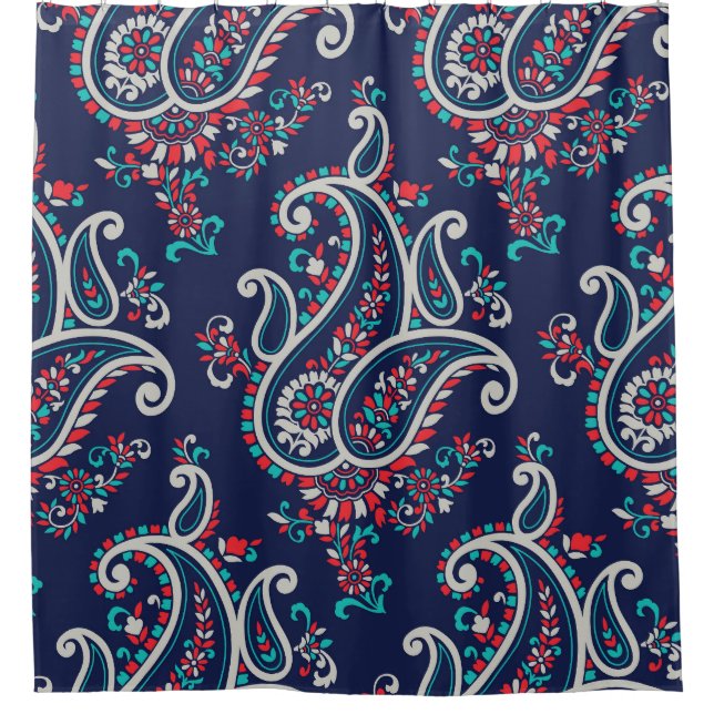 Rideaux De Douche Asian Paisley : Conception Traditionnelle Sans Cou (Devant)