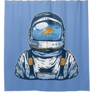 Rideaux De Douche Astronaute de poisson rouge
