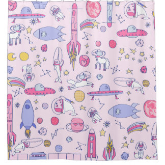 Rideaux De Douche astronaute Narval Raton laveur Licorne ufo science