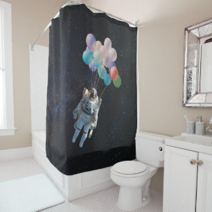 Rideaux De Douche Astronaute Stars & Space Colorful Balloons