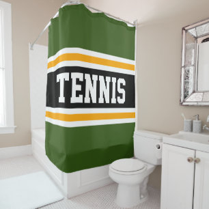 Rideaux De Douche Athlétisme Gras Forêt Vert Jaune TENNIS Stripes