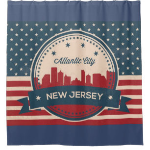 Rideaux De Douche Atlantic City New Jersey Retro Skyline