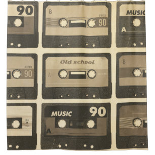 Rideaux De Douche Audio Cassette, Retro Poster Hip-Hop.