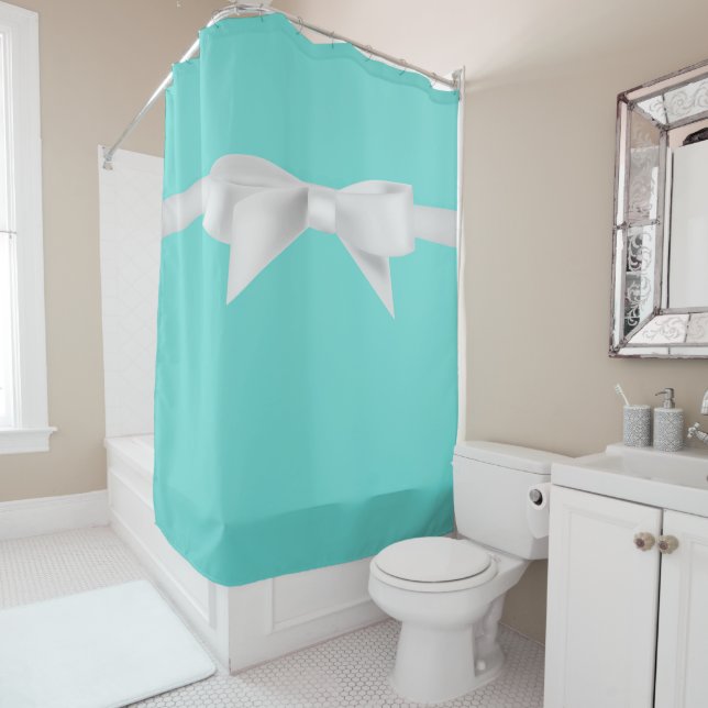 Rideaux De Douche Audrey Turquoise Bow Glam moderne (En situation)