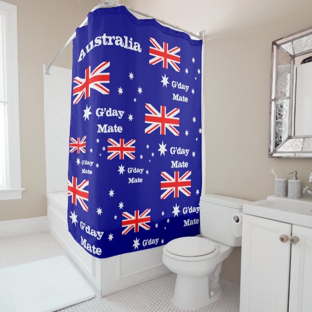 Rideaux De Douche Australian Flag & G'day Mate shower / Australie (En situation)