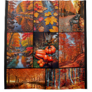 Rideaux De Douche Automne Automne Paysage Photo Collage Art