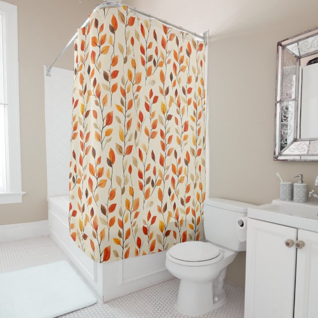 Rideaux De Douche Automne Feuilles Automne Motif (En situation)