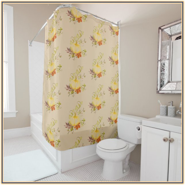 Rideaux De Douche Automne Russe Automne Jaune Beige et Or (Créateur téléchargé)