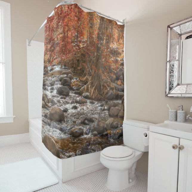 RIDEAUX DE DOUCHE AUTUMN FOREST RIVER SEDONA ARIZONA (En situation)