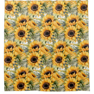 Rideaux de douche aux tournesols Americana rustiqu