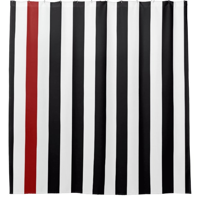 Rideaux De Douche Avec une bande noire et rouge (Devant)