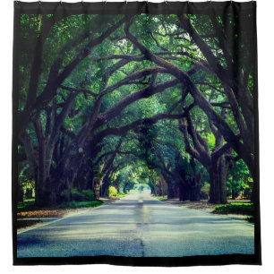 RIDEAUX DE DOUCHE AVENUE BORDÉE D'ARBRE