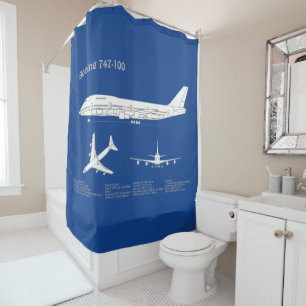 Rideaux De Douche Avion de ligne 747 - Plan de dessin du plan direct