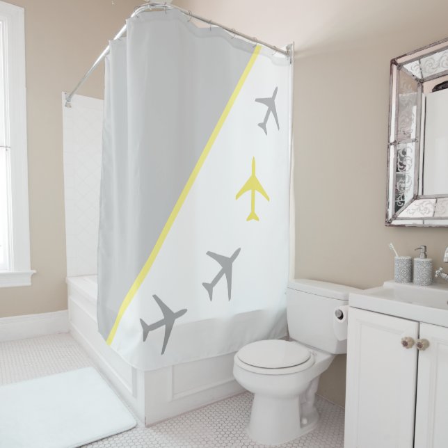 Rideaux De Douche Avion pilote d'avion Funky Plane Vol aérien (En situation)