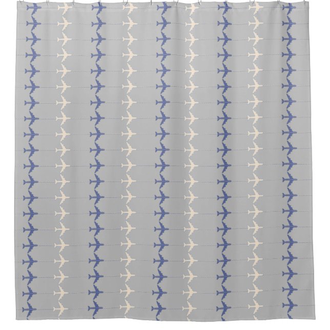 Rideaux De Douche avions blancs/bleus motif pour pilotes - avion (Devant)