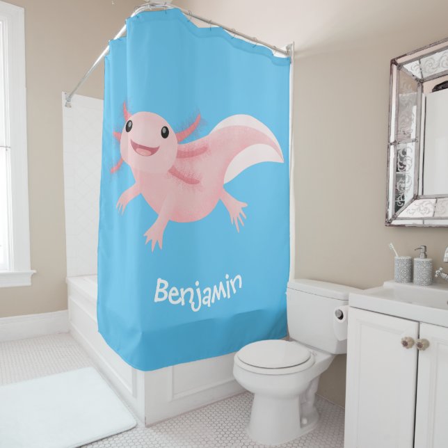 Rideaux De Douche axolotl rose pâle (En situation)