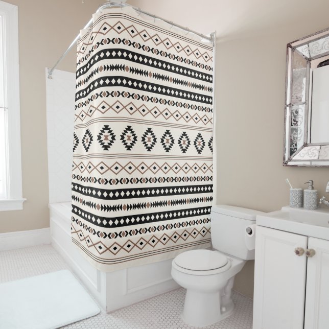 Rideaux De Douche Aztec Brown Crème Noire Mixte Motifs Motif (En situation)