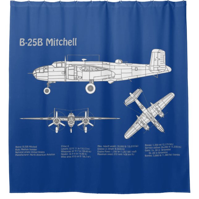 Rideaux De Douche B-25B Mitchell Doolittle - Plan d'avion ABD (Devant)