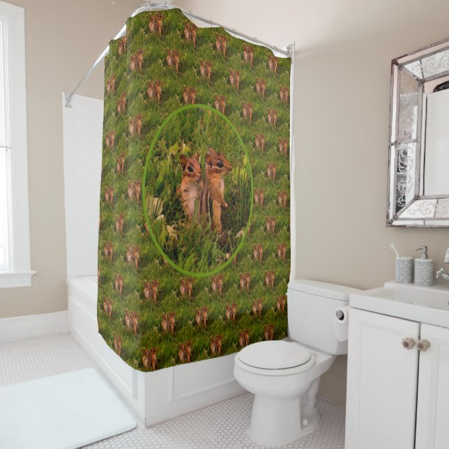 Rideaux De Douche Baby Chipmunks Nature Art Motif (En situation)