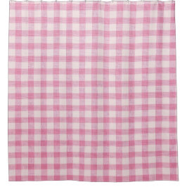 Rideaux De Douche Baby Pink Gingham Pattern
