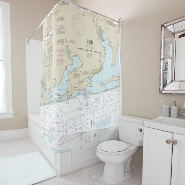 Rideaux De Douche Baie de Pensacola et approches Graphique nautique  (En situation)