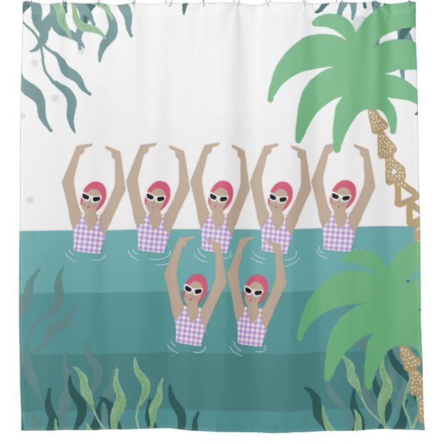 Rideaux De Douche Baigneurs artistiques | Synchro Natation Tropicale (Devant)
