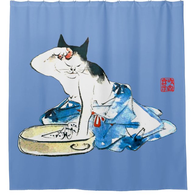 Rideaux De Douche Bain japonais de chats humoristique II (Devant)
