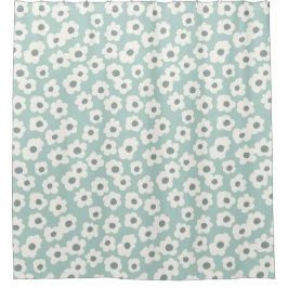 Rideaux De Douche Baisson blanc sur bleu clair