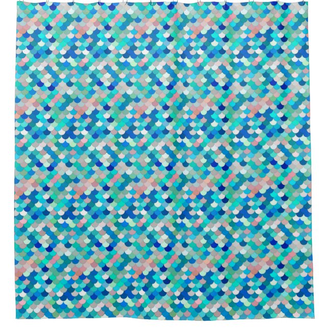 Rideaux De Douche Balances de sirène, Aqua, Shell Pink et Cobalt (Devant)