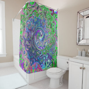Rideaux De Douche Balayage Abstrait marbré vert et violet de chaux