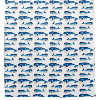 Rideaux De Douche Baleine bleue pour aquarelle