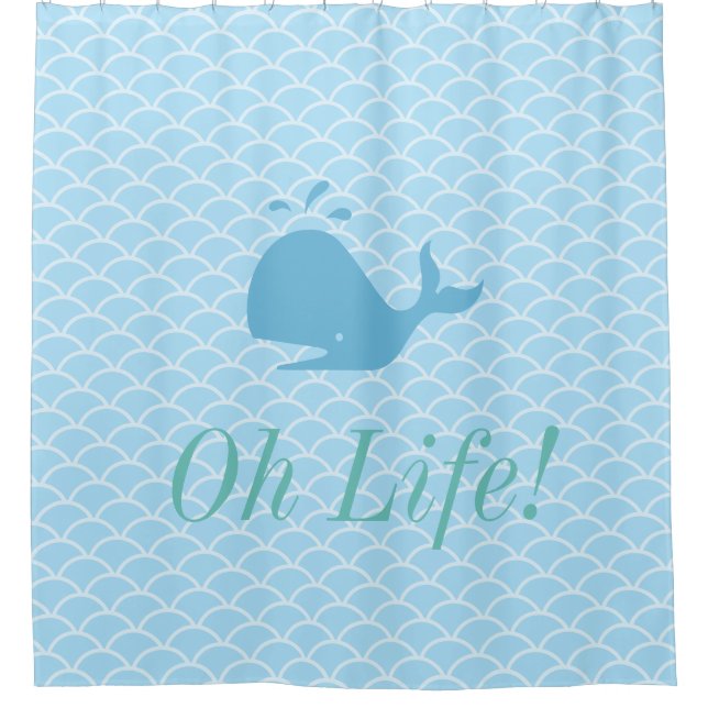 Rideaux De Douche Baleine bleue turquoise moderne (Devant)