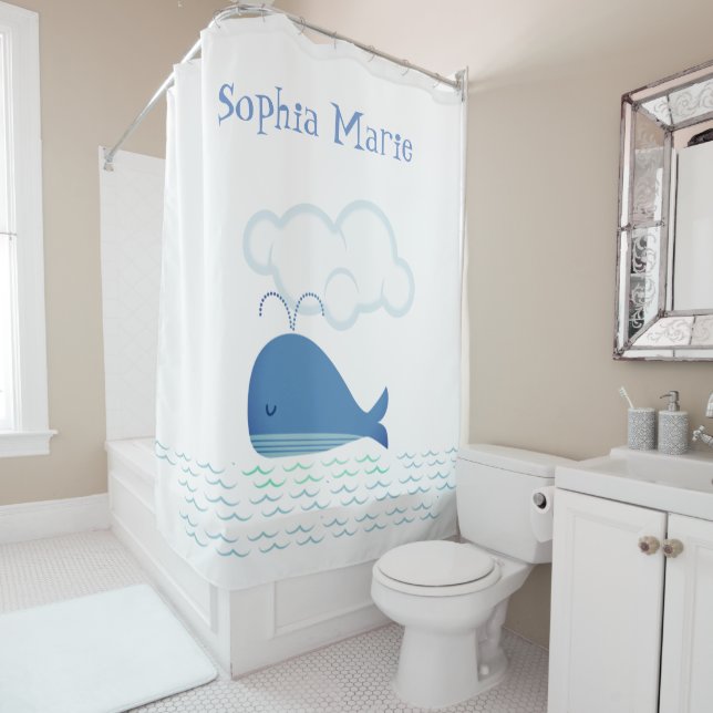 Rideaux De Douche Baleine détendue (En situation)