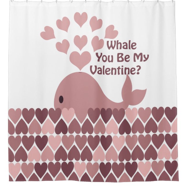 Rideaux De Douche Baleine Tu Es Ma Valentine (Devant)