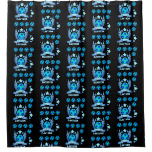 Rideaux De Douche Balle de Football Bleu Néon Cadeaux Personnalisé