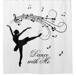 Rideaux De Douche Ballerina Dancing with Music Notes
